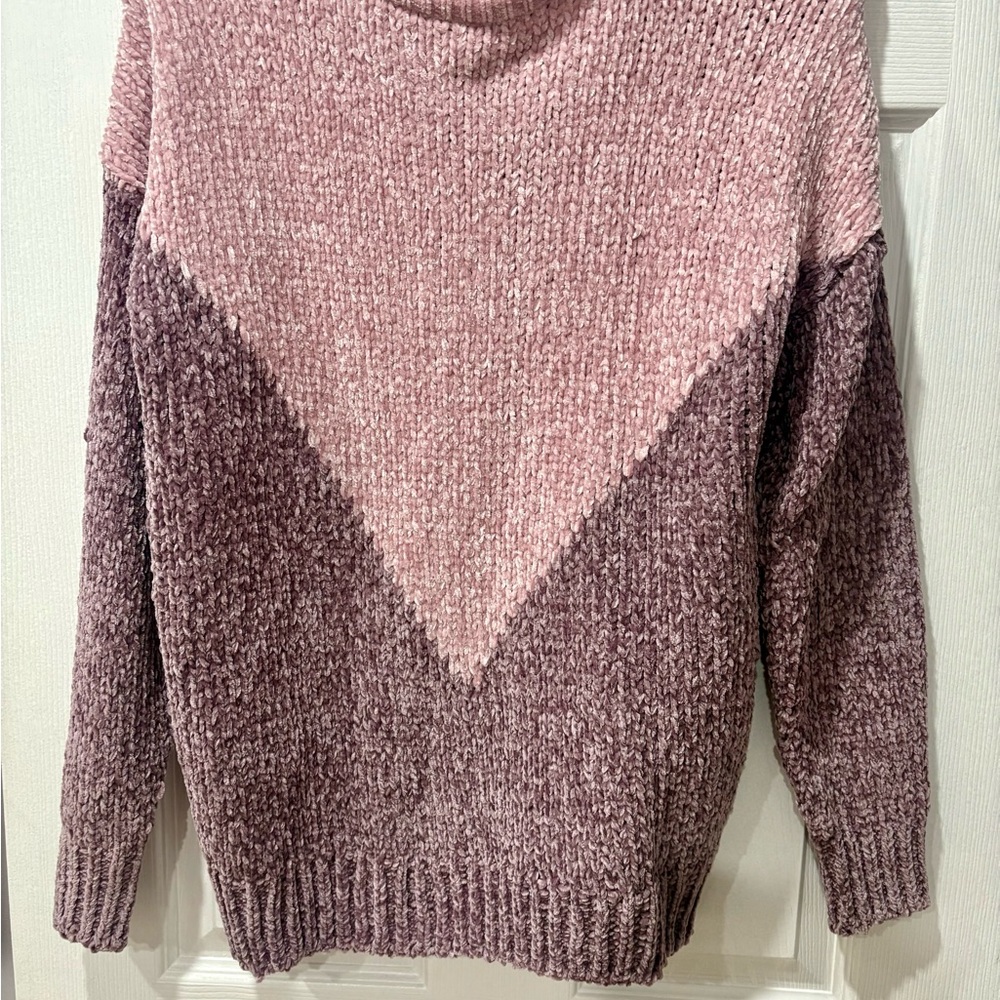 Suzy Shier Two-Tone Cowl Neck Sweater